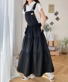 JaVa コラボ 2wayティアードサロペットワンピース（スカート部取り外し可）