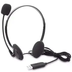 両耳ヘッドバンド式 ヘッドセット マイク USB 通話 ヘッドフォン ヘッドホン