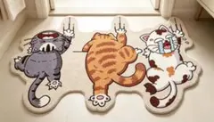 【新品未使用品】猫デザイン 室内用玄関マット