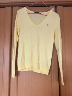 RALPH LAUREN イエロー Vネック コットンセーター
