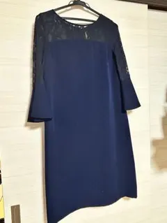 ワンピース　11号(L)　ネイビー　膝丈　入学式　卒業式　結婚式　ママワンピース