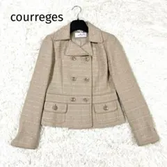 courreges クレージュ　ジャケット　ツィード　ダブルブレスト　38