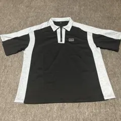 ジッパーポロシャツ ブラック/グレー