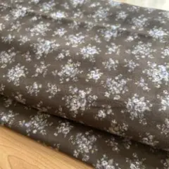 綿生地 ブラウン系　両面起毛　コットンスウェード　花柄　フィールドフラワー