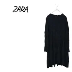 ZARA ワンピース ひざ丈 レーヨン 軽量 サラサラ レディース 総柄 春秋