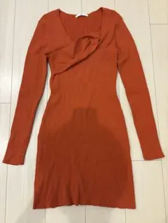 SLY リブ編みワンピース オレンジ