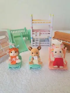 シルバニア 赤ちゃん3体 家具セット ベッド ピアノ まとめ売