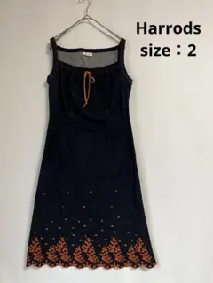 Harrods デニムワンピース　刺繍　パンチング