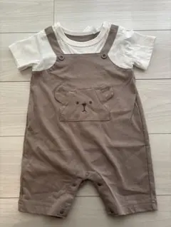 クマポケット付きロンパース 80