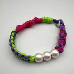 ★パラコード★ハンドストラップ ハンドメイドカラフルストラップ　パール付き