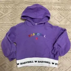 BABYDOLL パーカー パープル ロゴ刺繍
