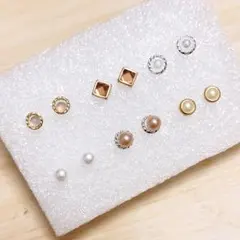 【B81】樹脂ピアス6ペア☆シンプルカラーセット