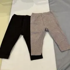 ユニクロ　リブ　ベビー レギンス 2枚組 黒 グレー　80cm