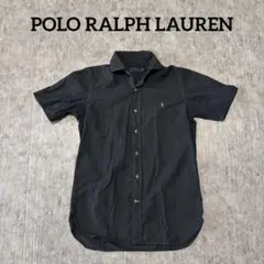ポロラルフローレン 半袖シャツ 黒染め カスタム 刺繍ロゴ ブラック