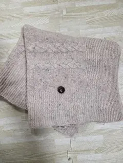 ベージュ膝掛け　2wayブランケット ニットで暖かい　62×133㎝