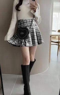 GRL インパン裏地付きツイードチェックミニスカート
