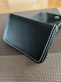 レザー製 黒 パスケース 約10cm x 7cm
