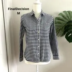 【FinalDecision】ギンガムチェックシャツ　ネイビー　M 長袖シャツのサムネイル