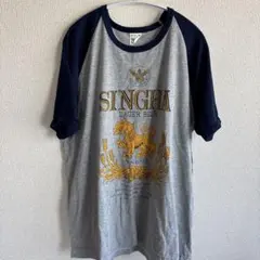 チャーン ラグランTシャツ 象ロゴ 半袖 グレー 緑紺M ストリートのサムネイル