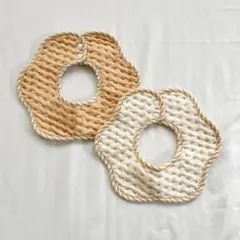 louple 360度防水スタイ　2枚セット　よだれかけ　ベージュ　ブラウン