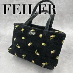 FEILER フェイラー トートバッグ 黒 花柄 シェニール織