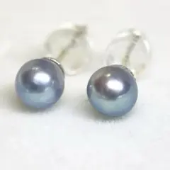 あこや真珠 パールピアス　本真珠　アコヤ　絶品彩凛級　オローラブルー　5.7mm