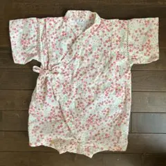 赤い花柄のベビー甚平 70cm
