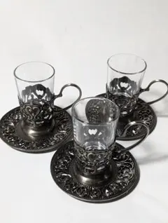 （按下AD）心形花纹玻璃杯3件套