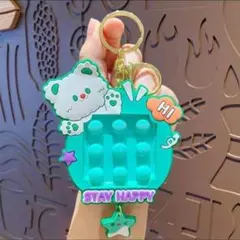 無限 プチプチ キーホルダー ねこ グリーン プッシュポップのサムネイル