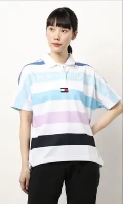 TOMMY HILFIGER ストライプポロシャツ Ｌサイズ　ゴルフウェア
