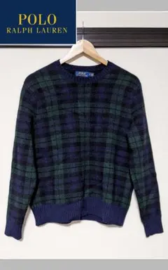 【Ralph Lauren】ニットセーター/総柄/ウール/ブラックウォッチ/美品
