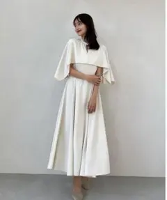 anuans】ケープ付き ロングワンピース イエロー - メルカリ