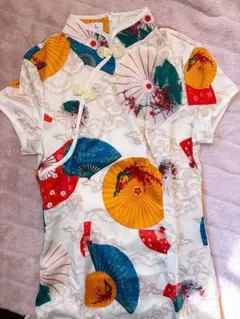 新中式・改良チャイナドレス風ワンピース（イエロー／光沢あり）