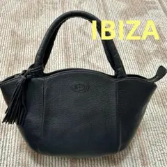 【美品】IBIZA　トートバッグ ハンドバッグ ブラック　フリンジ付き