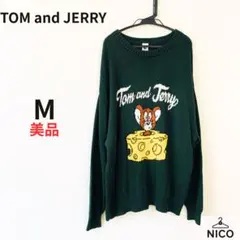 【トムとジェリー】ジャガードニット セーター グリーン チーズ M
