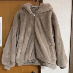 フリースジャケット フード付き ベージュ