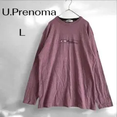 U.Prenoma【L】メンズ長袖カットソー　ラベンダー　紫　ロゴプリント