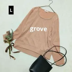 1941ꕤグローブ ゴールドビジュー付長袖トップス【L】コーラルピンク 可愛い