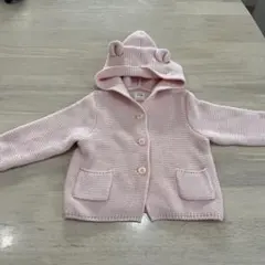 フード付きピンクカーディガン