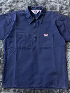 BEN DAVIS ハーフジップワークシャツ 半袖 ヘザーネイビー M USA製