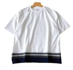 【美品】グローバルワーク 裾ニット切替 Tシャツ 白 クルーネック 半袖 S