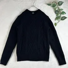 ユニクロ UNIQLO メンズ ケーブル編みニット アクリルセーター 黒 M