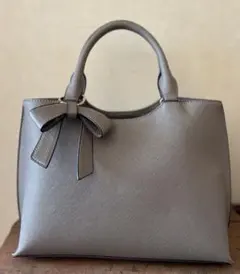 PERENNE リボンハンドバッグ グレージュ　フォーマル　ショルダー