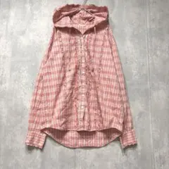 み*こ様 PINK HOUSE フード付き ピコフリルブラウス シャツ チェック