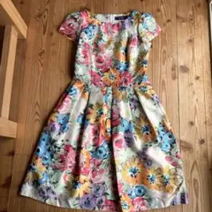 M'SGRACYフラワープリント 半袖 ひざ丈ワンピース36（Sサイズ）