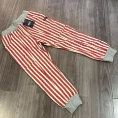 【新品タグ付き】BREEZE ストライプパンツ 裏起毛 130cm 赤　長ズボン