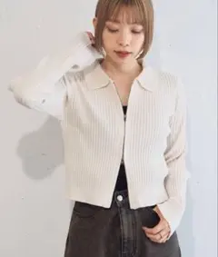 tiptop ベロア調ダブルジップカーディガン