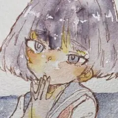 えっと… オリジナル手描き原画イラスト 一点物 ポストカードサイズのサムネイル