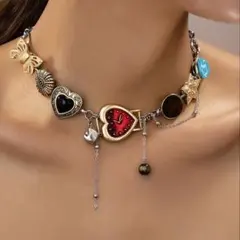 ハート スター 時計のチョーカーネックレス シルバー [新品未使用 送料込み]