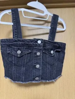 デニムビスチェ ブラック フロントボタン